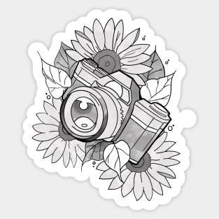 Camera in Sunflowers Sticker